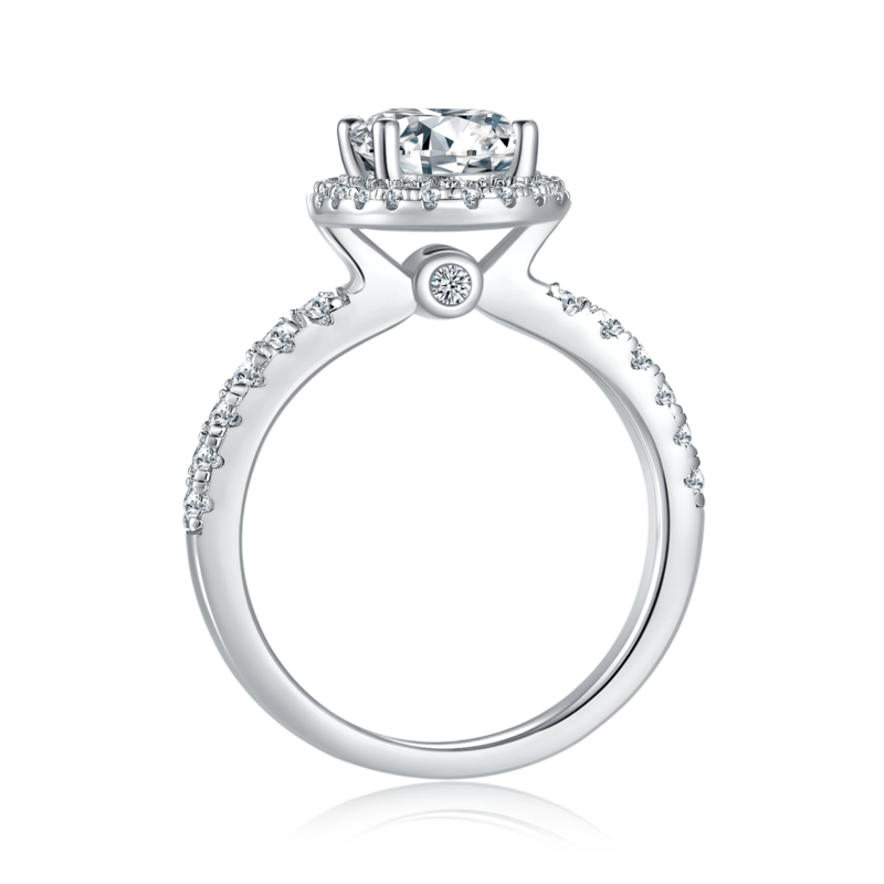Affordable Luxury蛋形S925银镀白金MoissaniteWomen's Ring2.0ctD级